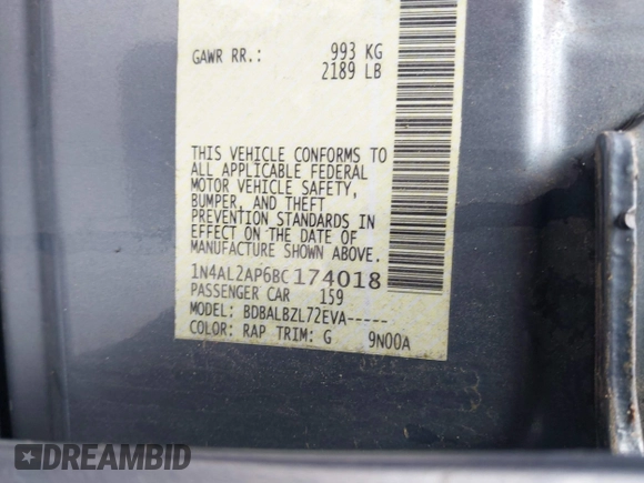 2011 Nissan Altima S with VIN 1N4AL2AP6BC174018, listed as a IAAI auction lot 41939313 with 77,224 mi miles and . Bid and sale history available at DreamBid. Image 9.