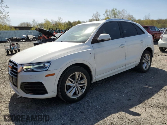 2018 Audi Q3 Premium with VIN WA1ECCFS7JR019255, listed as a Copart auction lot 54581155 with 76,923 mi miles and Salvage title. Bid and sale history available at DreamBid. Image 1.