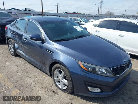 2015 Kia Optima LX with VIN 5XXGM4A74FG417988, listed as a IAAI auction lot 41805916 with 135,000 mi miles. Bid and sale history available at carsss.com. Image 1.