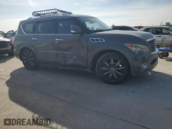 2012 Infiniti QX56 8-passenger with VIN JN8AZ2ND7C9715587, listed as a Copart auction lot 64508345 with 217,786 mi miles and Salvage title. Bid and sale history available at DreamBid. Image 4.