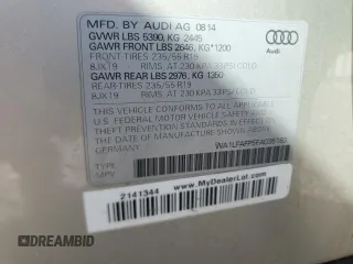 2015 Audi Q5 Premium Plus with VIN WA1LFAFP5FA035183, listed as a Copart auction lot 54483705 with 95,518 mi miles and Clean title. Bid and sale history available at DreamBid. Image 13.