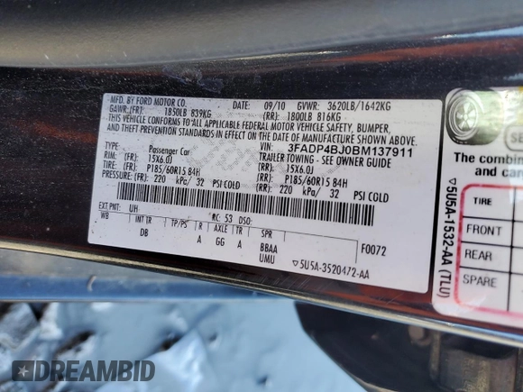 2011 Ford Fiesta SE with VIN 3FADP4BJ0BM137911, listed as a Copart auction lot 45023525 with Not Provided miles and Non Repairable. Bid and sale history available at carsss.com. Image 12.