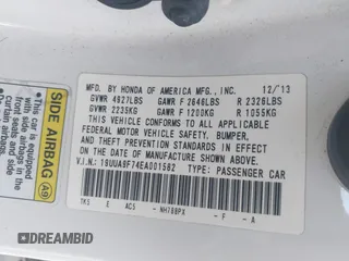 2014 Acura TL Advance z VIN 19UUA9F74EA001582, wystawiony jako IAAI lot #42058037 z przebiegiem 163 354 mil mil oraz . Historia ofert i sprzedaży dostępna na DreamBid. Obrazek 9.