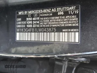 2020 Mercedes-Benz A 220 with VIN W1K3G4FB1LW043875, listed as a Copart auction lot 46136345 with Not Provided miles and Non Repairable. Bid and sale history available at DreamBid. Image 12.