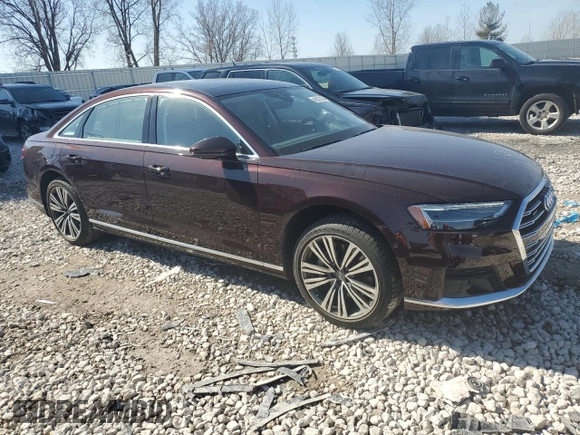 2020 Audi A8 with VIN WAU8DAF84LN014109, listed as a Copart auction lot 48527885 with 17,319 mi miles and Non Repairable. Bid and sale history available at carsss.com. Image 4.