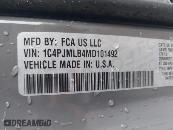 2021 Jeep Cherokee Latitude Plus with VIN 1C4PJMLB4MD101492, listed as a IAAI auction lot 42426027 with 22,856 mi miles and . Bid and sale history available at DreamBid. Image 9.
