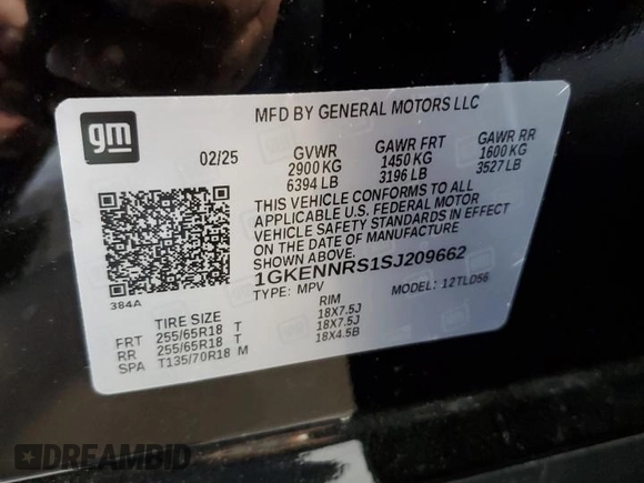 2025 GMC Acadia AWD Elevation z VIN 1GKENNRS1SJ209662, wystawiony jako Copart lot #57413655 z przebiegiem 2997 mil mil oraz Czysty tytuł • Clean title. Historia ofert i sprzedaży dostępna na DreamBid. Obrazek 14.