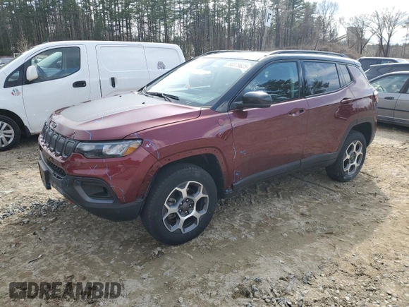2022 Jeep Compass Trailhawk z VIN 3C4NJDDB3NT229952, wystawiony jako Copart lot #50379625 z przebiegiem 17 737 mil mil oraz Szkoda całkowita • Salvage title. Historia ofert i sprzedaży dostępna na DreamBid. Obrazek 1.