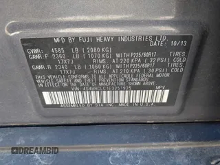 2014 Subaru Outback 2.5i Limited with VIN 4S4BRCLC1E3251925, listed as a IAAI auction lot 41770851 with 179,228 mi miles. Bid and sale history available at carsss.com. Image 9.