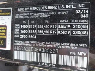 2014 Mercedes-Benz M 350 z VIN 4JGDA2EB0EA385223, wystawiony jako IAAI lot #42056714 z przebiegiem 185 750 mil mil oraz . Historia ofert i sprzedaży dostępna na DreamBid. Obrazek 9.