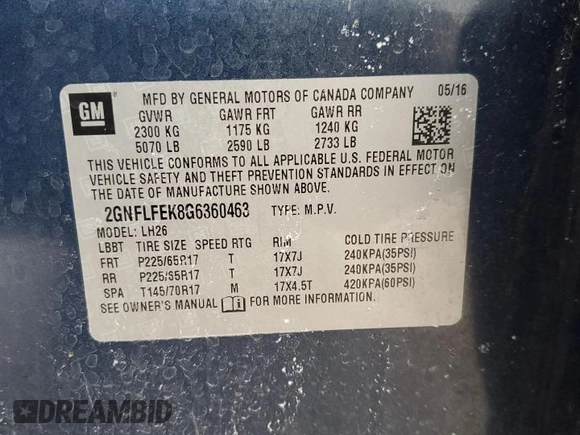 2016 Chevrolet Equinox LT z VIN 2GNFLFEK8G6360463, wystawiony jako Copart lot #42819465 z przebiegiem 189 302 mil mil oraz Czysty tytuł • Clean title. Historia ofert i sprzedaży dostępna na DreamBid. Obrazek 15.
