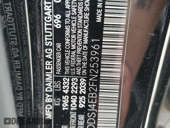 2015 Mercedes-Benz CLA 250 with VIN WDDSJ4EB2FN253961, listed as a Copart auction lot 49778695 with 93,409 mi miles and Salvage Title. Bid and sale history available at DreamBid. Image 12.