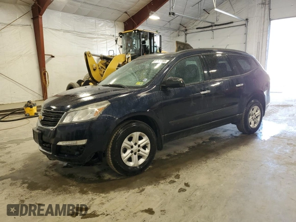 2015 Chevrolet Traverse LS z VIN 1GNKVFKD0FJ240866, wystawiony jako Copart lot #54148395 z przebiegiem 154 170 mil mil oraz Szkoda całkowita • Salvage title. Historia ofert i sprzedaży dostępna na DreamBid. Obrazek 1.