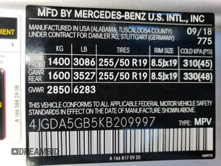 2019 Mercedes-Benz GLE 400 с VIN 4JGDA5GB5KB209997, выставлен на аукционе Copart как лот 88109675 с пробегом 48 735 миль миль и Списание • Salvage title. История ставок и продаж доступна на DreamBid. Изображение 14.