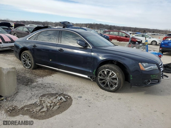 2012 Audi A8 L with VIN WAURVAFD7CN002051, listed as a Copart auction lot 42104235 with 141,489 mi miles and Salvage Title. Bid and sale history available at carsss.com. Image 4.