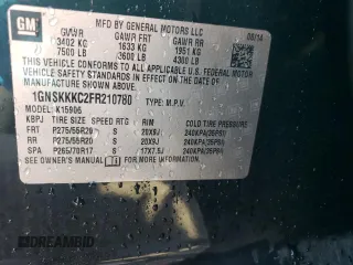 2015 Chevrolet Suburban LTZ with VIN 1GNSKKKC2FR210780, listed as a Copart auction lot 47207445 with 163,448 mi miles and Salvage Title. Bid and sale history available at carsss.com. Image 14.