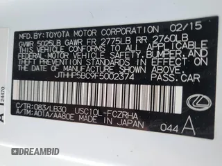 2015 Lexus RC F F z VIN JTHHP5BC9F5002374, wystawiony jako Copart lot #89202015 z przebiegiem 65 995 mil mil oraz Szkoda całkowita • Salvage title. Historia ofert i sprzedaży dostępna na DreamBid. Obrazek 12.