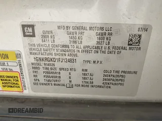2015 Chevrolet Traverse LT with VIN 1GNKRGKD1FJ124831, listed as a IAAI auction lot 41994262 with 147,224 mi miles. Bid and sale history available at carsss.com. Image 9.