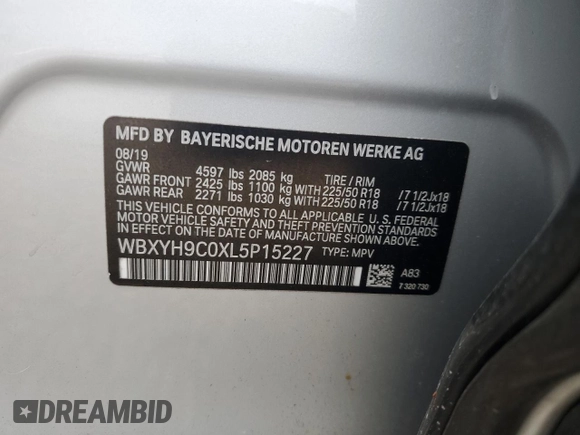 2020 BMW X2 sDrive28i with VIN WBXYH9C0XL5P15227, listed as a Copart auction lot 48195535 with 84,760 mi miles and Non Repairable. Bid and sale history available at carsss.com. Image 13.