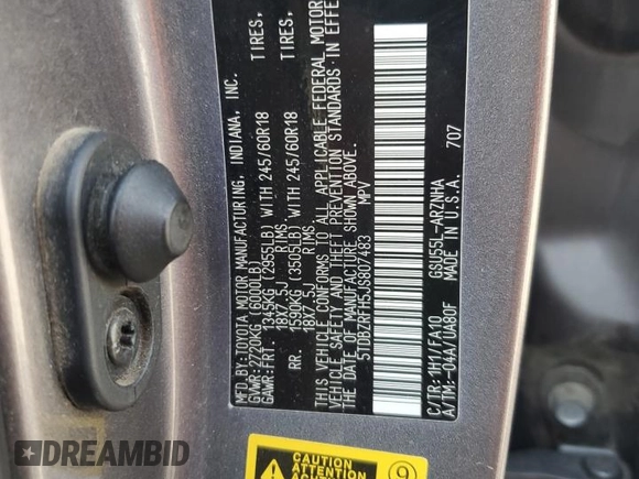 2018 Toyota Highlander LE with VIN 5TDBZRFH5JS807483, listed as a Copart auction lot 62724915 with 144,404 mi miles and Clean title. Bid and sale history available at DreamBid. Image 13.