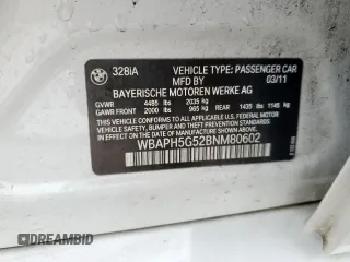 2011 BMW 3 Series 328i with VIN WBAPH5G52BNM80602, listed as a Copart auction lot 48222155 with 125,453 mi miles and Clean Title. Bid and sale history available at carsss.com. Image 12.