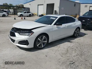 2021 Acura TLX Advance with VIN 19UUB5F60MA007911, listed as a Copart auction lot 50039365 with 57,350 mi miles and Salvage title. Bid and sale history available at DreamBid. Image 1.