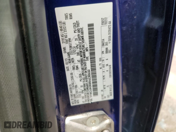 2013 Ford Escape SE с VIN 1FMCU9G92DUC88222, выставлен на аукционе Copart как лот 58374625 с пробегом 174 980 миль миль и Чистый • Clean title. История ставок и продаж доступна на DreamBid. Изображение 13.