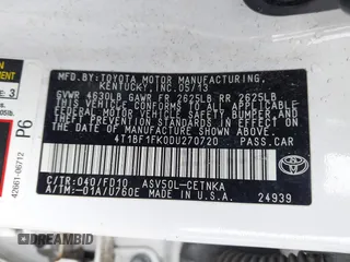 2013 Toyota Camry L with VIN 4T1BF1FK0DU270720, listed as a IAAI auction lot 41977020 with 182,058 mi miles. Bid and sale history available at carsss.com. Image 9.
