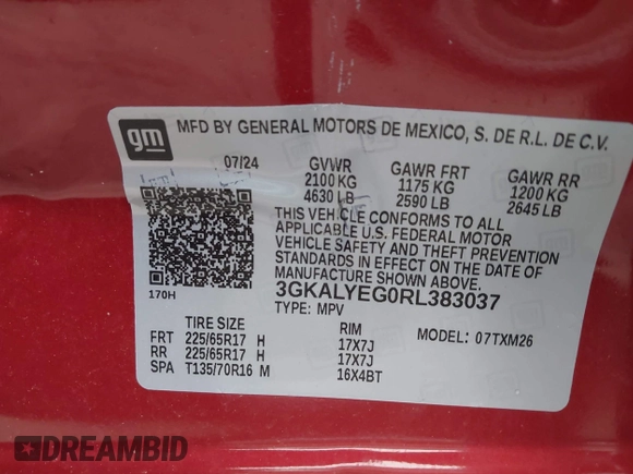 2024 GMC Terrain AT4 с VIN 3GKALYEG0RL383037, выставлен на аукционе IAAI как лот 42167901 с пробегом 1 831 миль миль и . История ставок и продаж доступна на DreamBid. Изображение 9.