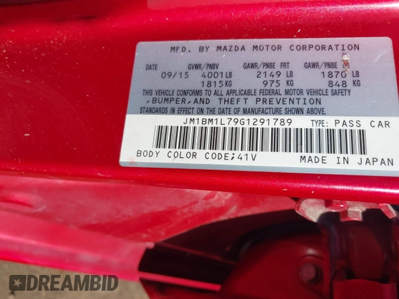 2016 Mazda 3 i Touring with VIN JM1BM1L79G1291789, listed as a IAAI auction lot 41662644 with 102,034 mi miles and . Bid and sale history available at DreamBid. Image 9.