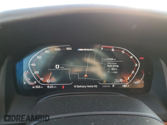 2019 BMW 8 Series M850i xDrive with VIN WBAFY4C50KBX39424, listed as a Copart auction lot 78093254 with 37,556 mi miles and Salvage title. Bid and sale history available at DreamBid. Image 9.