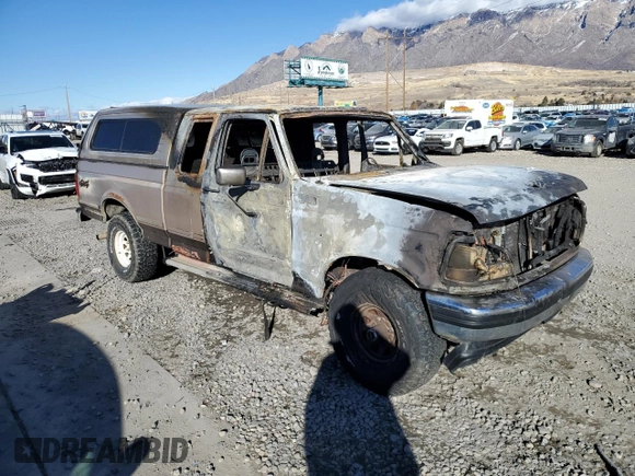 1993 Ford F-150 with VIN 1FTEX14NXPKA30599, listed as a Copart auction lot 84305744 with 0 mi miles and Salvage Title. Bid and sale history available at carsss.com. Image 4.