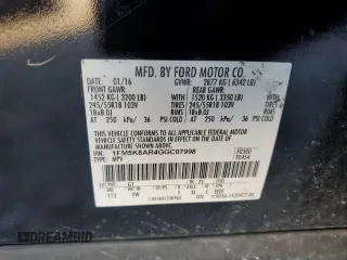 2016 Ford Utility Police Interceptor with VIN 1FM5K8AR4GGC07998, listed as a Copart auction lot 81365434 with 0 mi miles and Salvage Title. Bid and sale history available at carsss.com. Image 15.