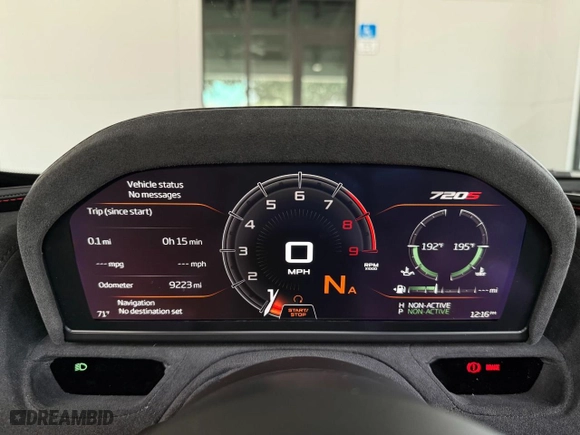 2022 McLaren 720S with VIN SBM14FCA2NW006XXX, listed as a Copart auction lot 53583055 with 9,223 mi miles and Clean Title. Bid and sale history available at carsss.com. Image 8.