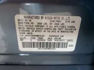 2017 Infiniti Q50 Premium with VIN JN1EV7AR0HM832300, listed as a Copart auction lot 60761625 with 186,479 mi miles and Clean title. Bid and sale history available at DreamBid. Image 12.