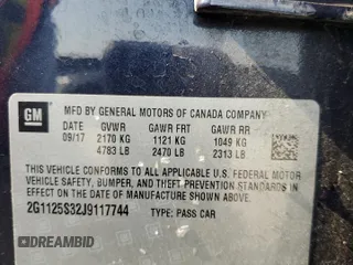 2018 Chevrolet Impala Premier с VIN 2G1125S32J9117744, выставлен на аукционе Copart как лот 59000035 с пробегом 162 091 миль миль и Списание • Salvage title. История ставок и продаж доступна на DreamBid. Изображение 12.