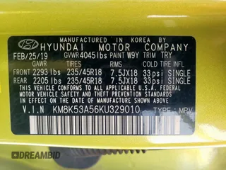 2019 Hyundai Kona Iron Man с VIN KM8K53A56KU329010, выставлен на аукционе Copart как лот 59806365 с пробегом 110 217 миль миль и Списание • Salvage title. История ставок и продаж доступна на DreamBid. Изображение 13.
