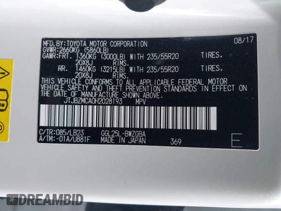 2017 Lexus RX with VIN JTJBZMCA0H2028193, listed as a IAAI auction lot 41903390 with 37,406 mi miles. Bid and sale history available at carsss.com. Image 9.
