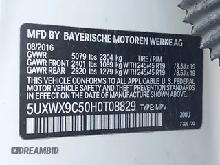 2017 BMW X3 xDrive28i z VIN 5UXWX9C50H0T08829, wystawiony jako IAAI lot #41815714 z przebiegiem 79 120 mil mil oraz . Historia ofert i sprzedaży dostępna na DreamBid. Obrazek 9.