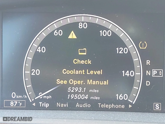2009 Mercedes-Benz S-Class 5.5L V8 with VIN WDDNG86X29A242256, listed as a IAAI auction lot 42008977 with 195,004 mi miles. Bid and sale history available at carsss.com. Image 15.