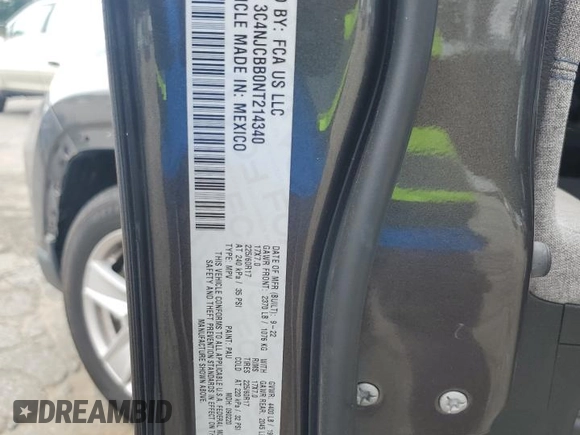 2022 Jeep Compass Altitude z VIN 3C4NJCBB0NT214340, wystawiony jako Copart lot #58775685 z przebiegiem 68 473 mil mil oraz Szkoda całkowita • Salvage title. Historia ofert i sprzedaży dostępna na DreamBid. Obrazek 13.