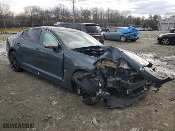 2022 Kia Stinger GT-Line with VIN KNAE35LD5N6101285, listed as a Copart auction lot 41338475 with 0 mi miles and Salvage Title. Bid and sale history available at carsss.com. Image 4.