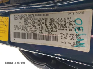 2003 Lexus RX 300 with VIN JTJHF10U930314161, listed as a IAAI auction lot 42070359 with 167,047 mi miles. Bid and sale history available at carsss.com. Image 9.