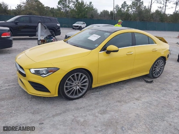 2023 Mercedes-Benz CLA with VIN W1K5J4GB0PN328569, listed as a IAAI auction lot 41555770 with 34,977 mi miles. Bid and sale history available at carsss.com. Image 2.