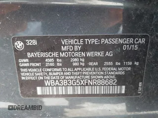 2015 BMW 3 Series 328i xDrive with VIN WBA3B3G5XFNR88682, listed as a IAAI auction lot 39228218 with 102,201 mi miles and . Bid and sale history available at DreamBid. Image 9.