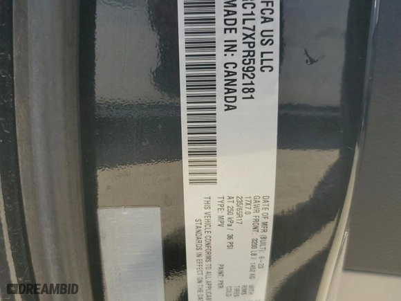 2023 Chrysler Pacifica Hybrid Touring L with VIN 2C4RC1L7XPR592181, listed as a Copart auction lot 52144505 with 45,770 mi miles and Salvage Title. Bid and sale history available at carsss.com. Image 14.