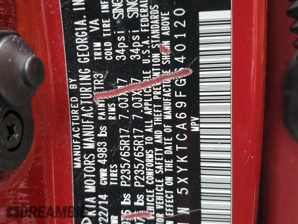 2015 Kia Sorento LX with VIN 5XYKTCA69FG640120, listed as a Copart auction lot 55731635 with 86,399 mi miles and Salvage Title. Bid and sale history available at carsss.com. Image 13.