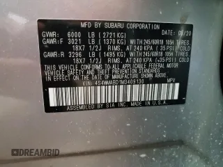 2021 Subaru Ascent Premium with VIN 4S4WMABD1M3409130, listed as a Copart auction lot 75894224 with 113,523 mi miles and Salvage title. Bid and sale history available at DreamBid. Image 15.