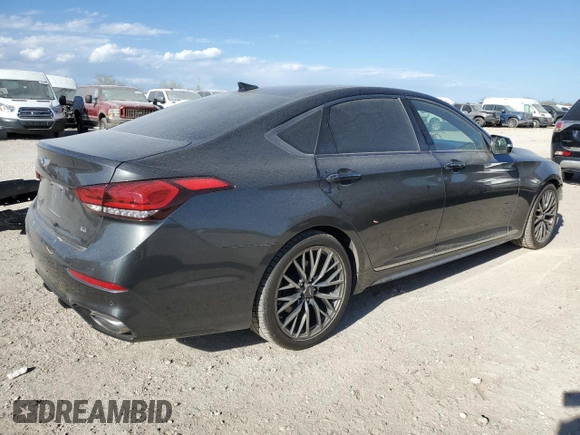 2019 Genesis G80 3.8L with VIN KMHGN4JE9KU299822, listed as a Copart auction lot 48251655 with 77,154 mi miles and Salvage title. Bid and sale history available at DreamBid. Image 3.