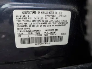2012 Infiniti G25 x with VIN JN1DV6AR4CM731601, listed as a Copart auction lot 85343624 with Not Provided miles and Salvage Title. Bid and sale history available at DreamBid. Image 13.